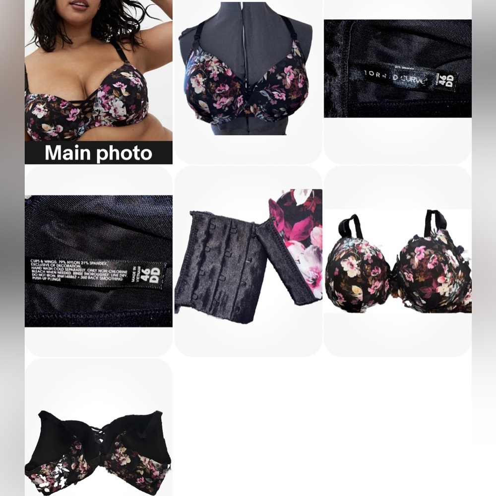 Torrid Curve 360 WIDE Back Smoothing Full Coverage Balconette 46DD FLORALS EUC